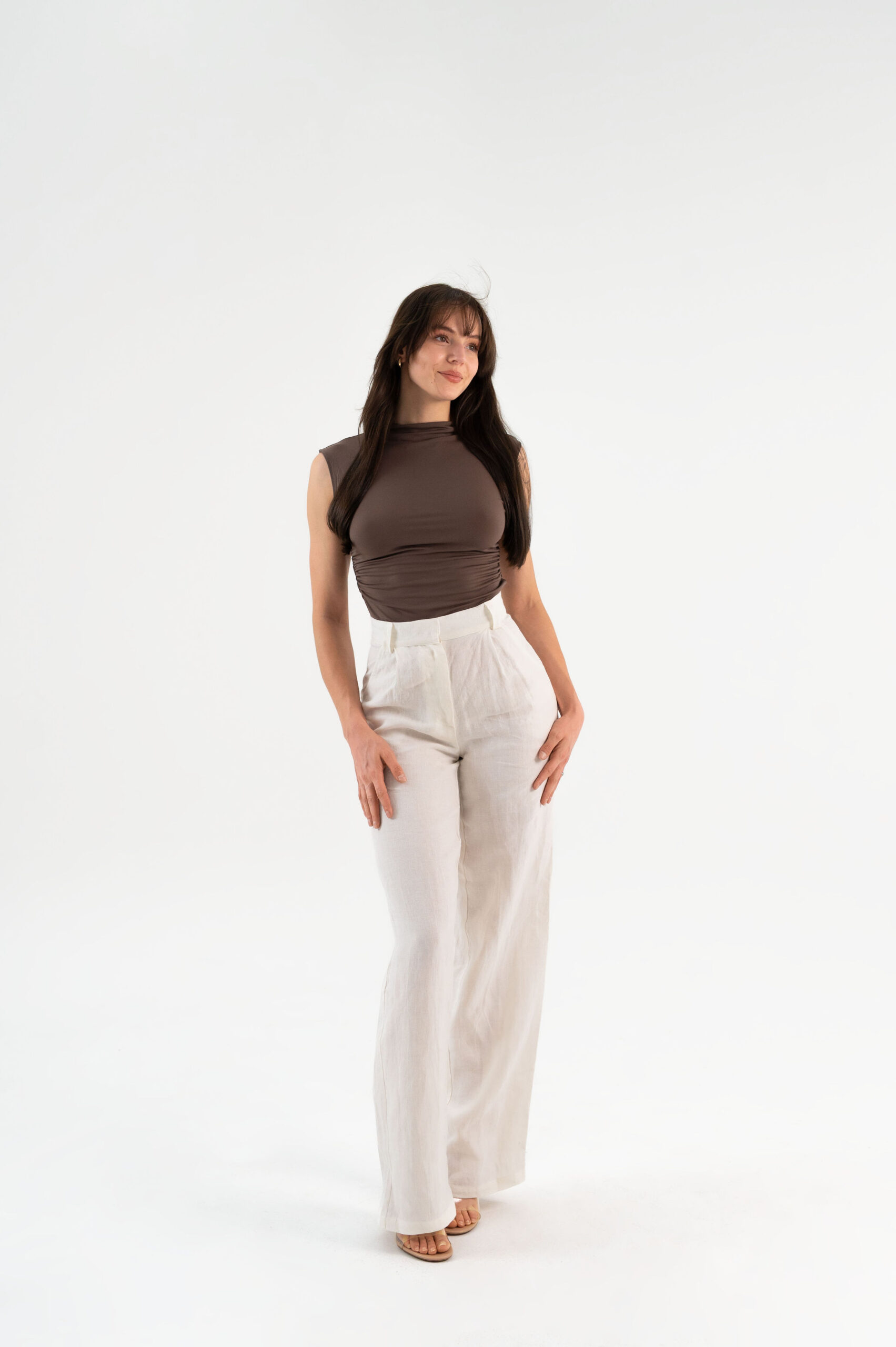 linen wide leg cream