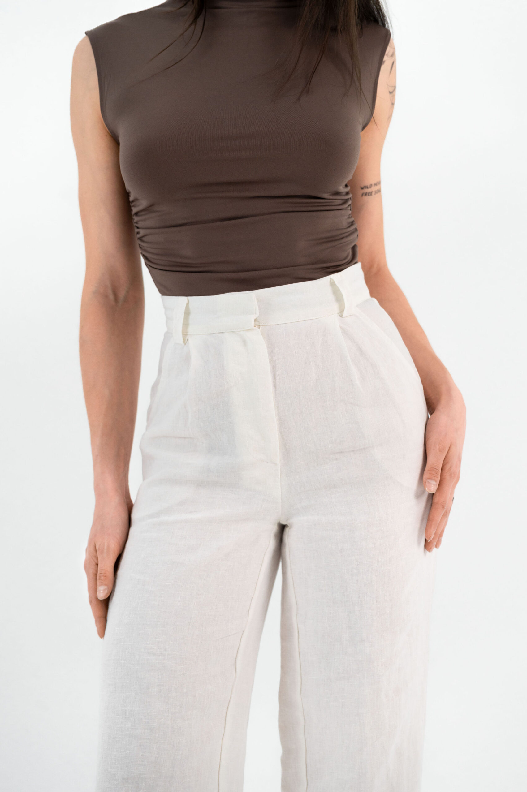 linen wide leg cream