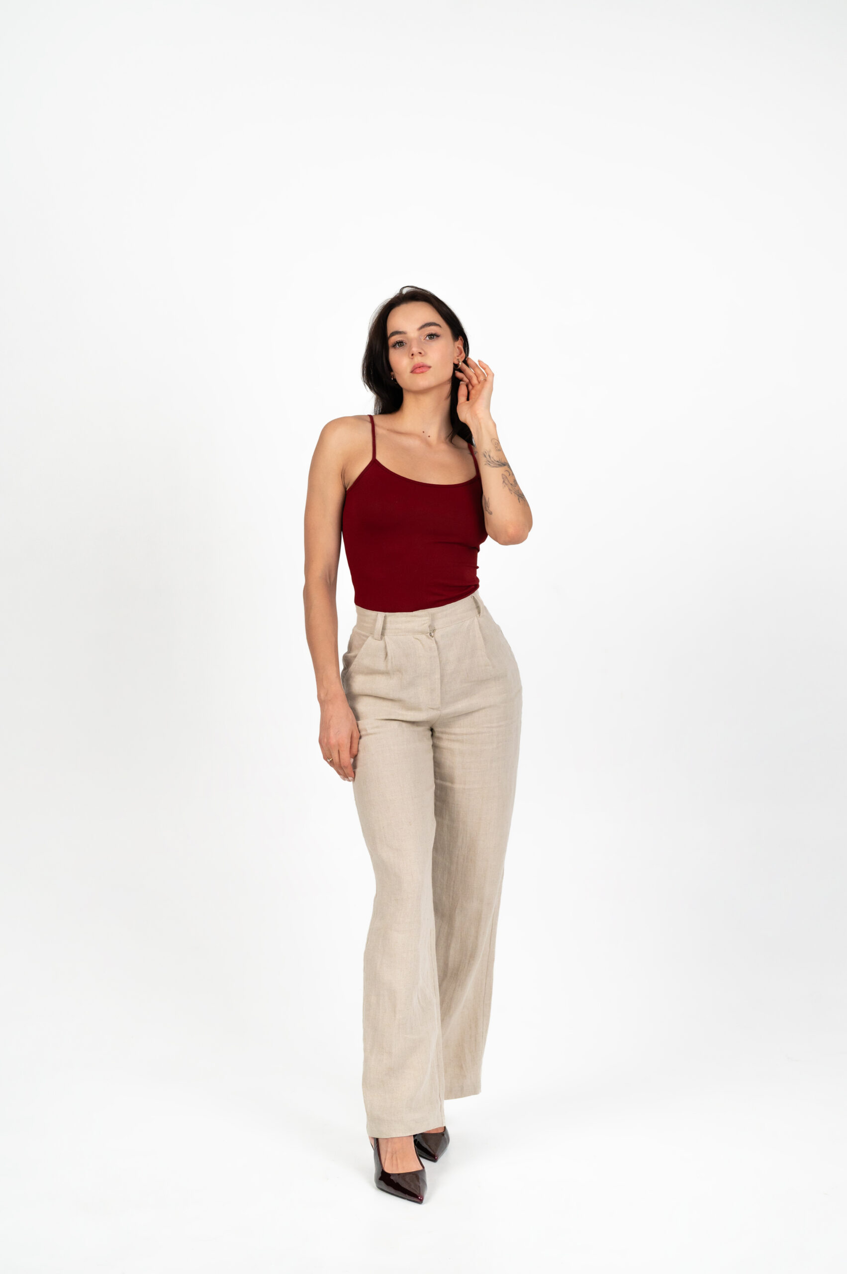 linen wide leg natural