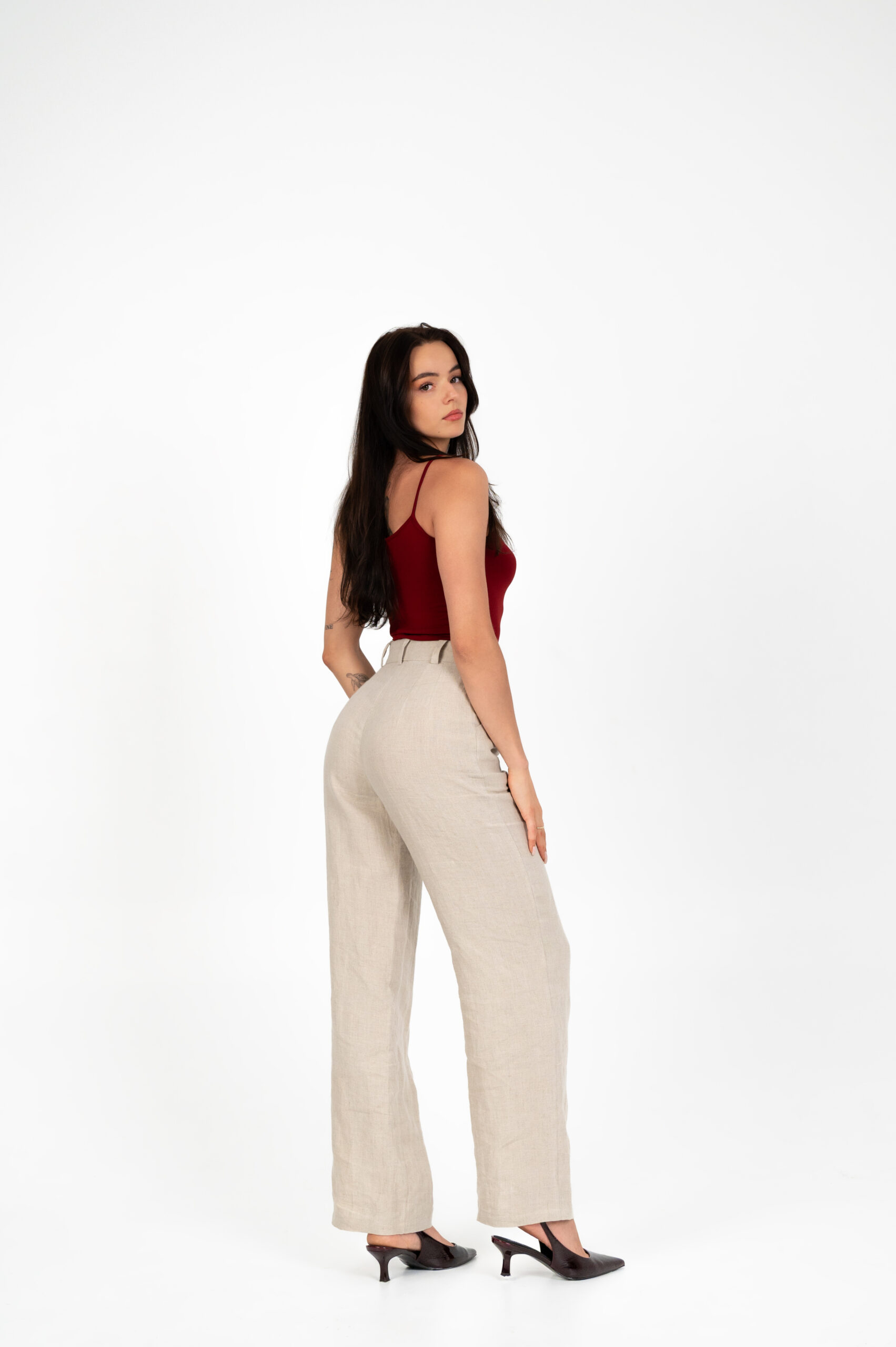 linen wide leg natural