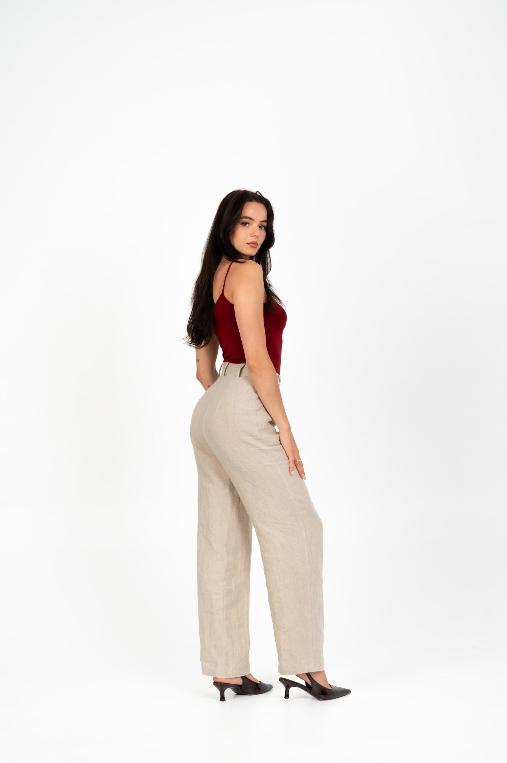 linen wide leg natural