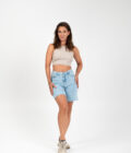Relaxed Denim Shorts Pale Blue