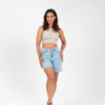 Relaxed Denim Shorts Pale Blue