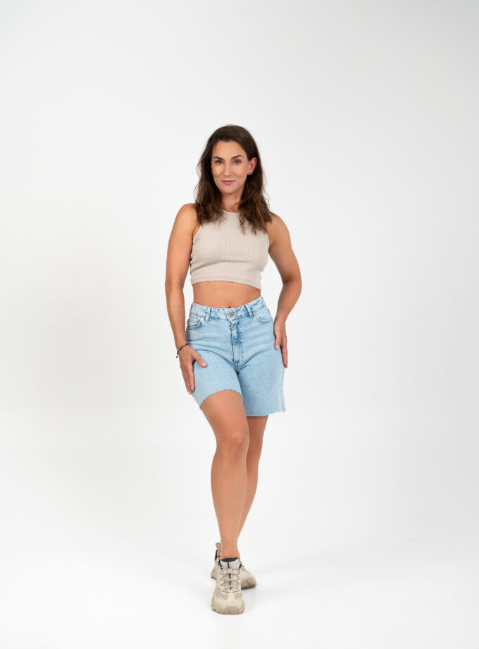 Relaxed Denim Shorts Pale Blue